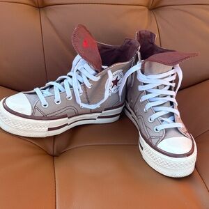 Converse High-Top Sneakers in Mauve and White